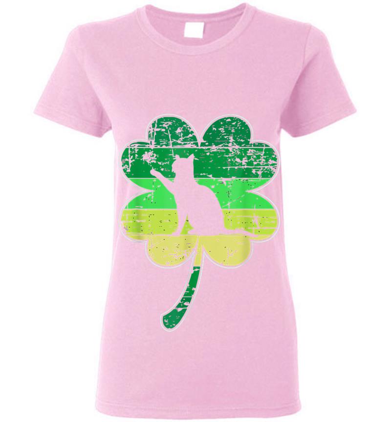 Inktee Store - Cat Lovers Shamrock Irish St Patricks Day Womens T-Shirt Image