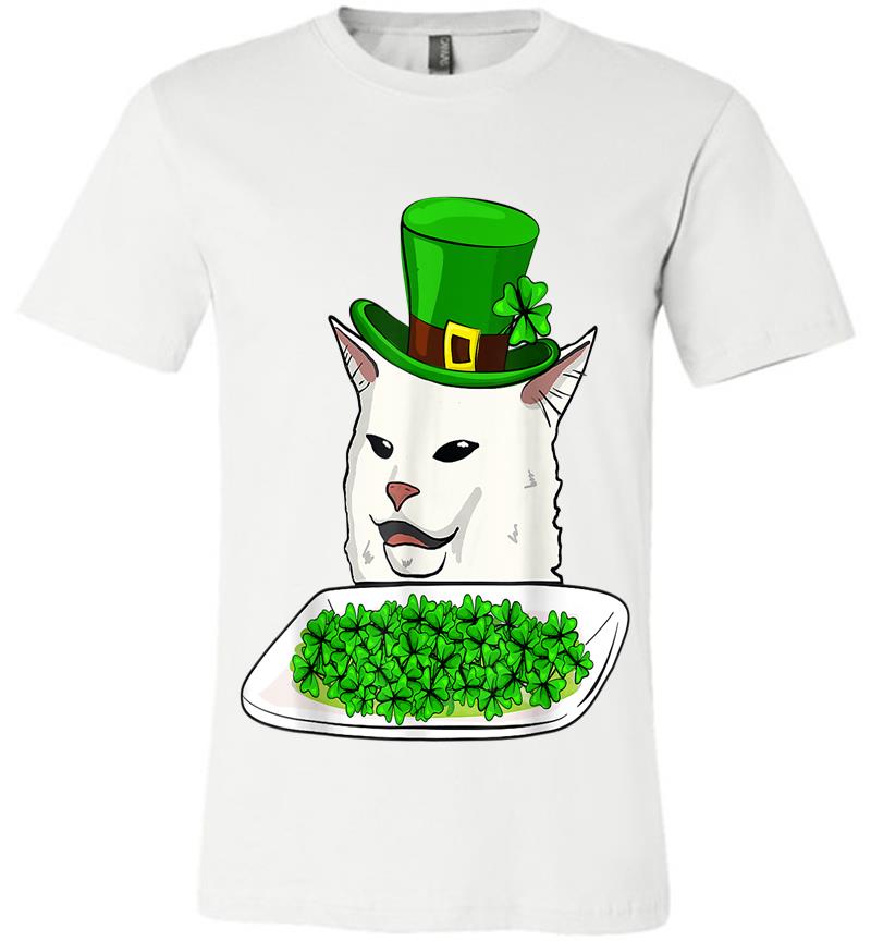 Inktee Store - Cat Meme Yelling St Patricks Day Irish Cat Lovers Premium T-Shirt Image