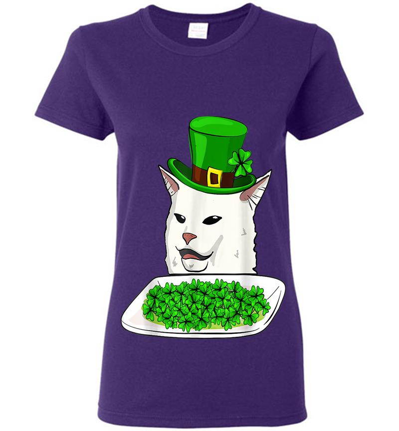 Inktee Store - Cat Meme Yelling St Patricks Day Irish Cat Lovers Womens T-Shirt Image