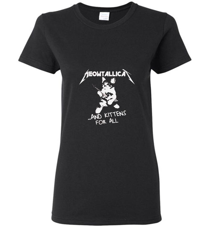 Cat Meowtallica Guitar And Kittens For All Womens T-Shirt