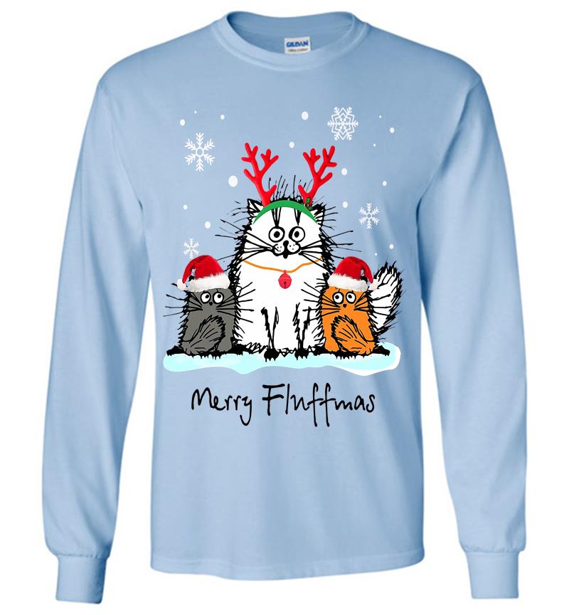 Inktee Store - Cat Santa Merry Fluffmas Christmas Long Sleeve T-Shirt Image