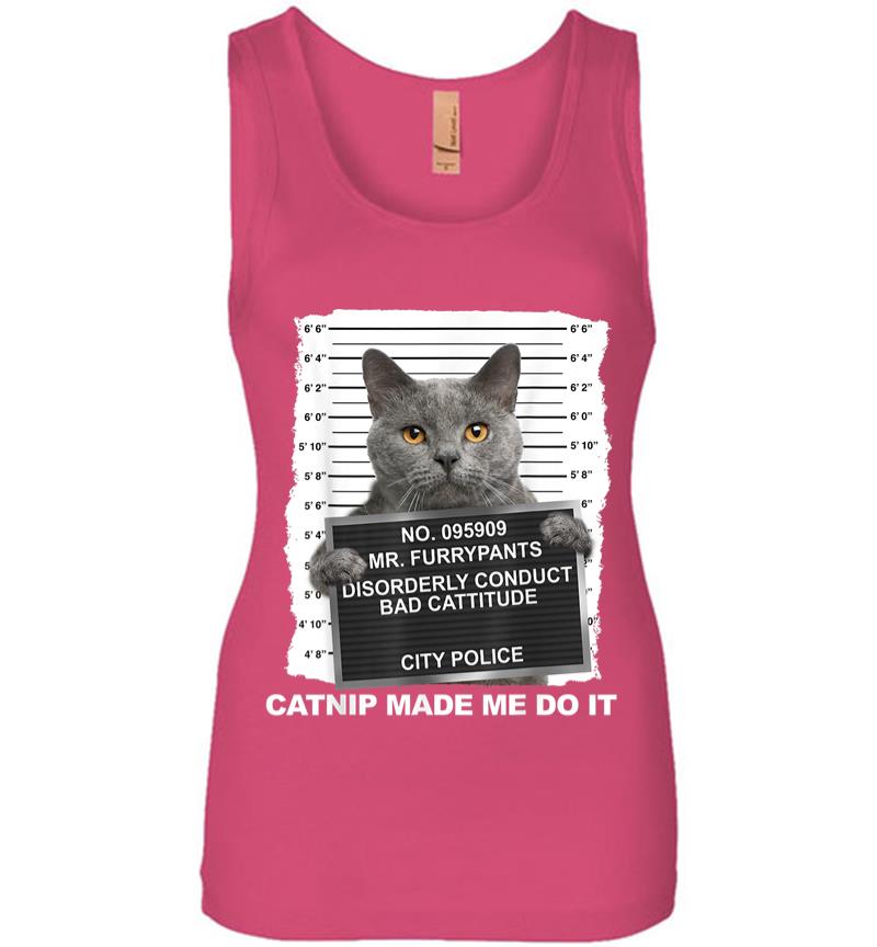 Inktee Store - Catnip Made Me Do It Funny Cat Tee Women Jersey Tank Top Image