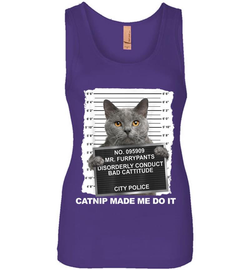 Inktee Store - Catnip Made Me Do It Funny Cat Tee Women Jersey Tank Top Image