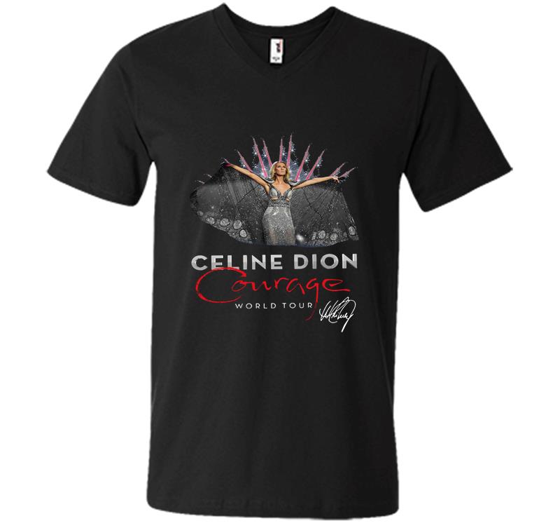 Celine Dion Courage World Tour Signature V-neck T-shirt