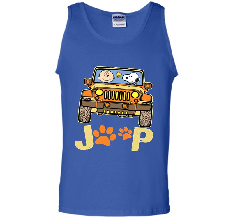 Inktee Store - Charlie Brown And Snoopy Driver Jeep Paw Dog Mens Tank Top Image