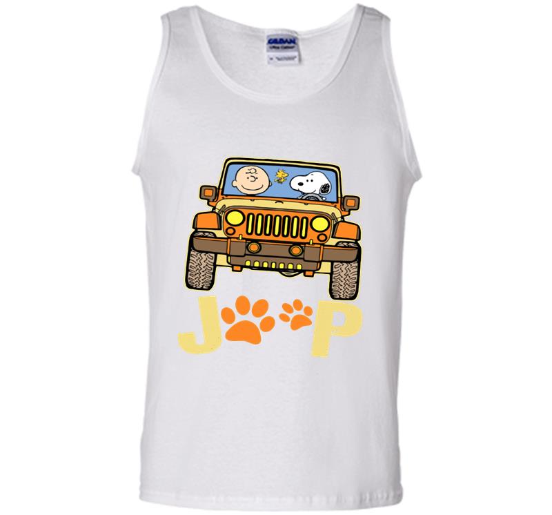 Inktee Store - Charlie Brown And Snoopy Driver Jeep Paw Dog Mens Tank Top Image