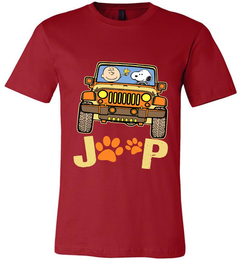 Inktee Store - Charlie Brown And Snoopy Driver Jeep Paw Dog Premium T-Shirt Image