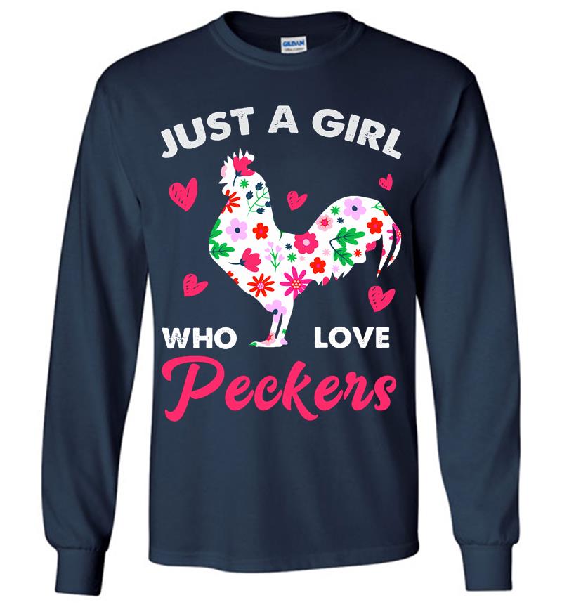 Inktee Store - Chicken Floral Just A Girl Who Love Peckers Long Sleeve T-Shirt Image