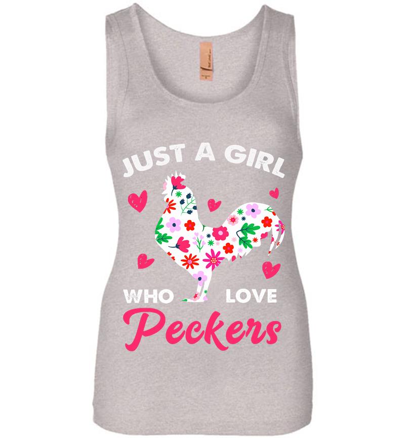 Inktee Store - Chicken Floral Just A Girl Who Love Peckers Womens Jersey Tank Top Image