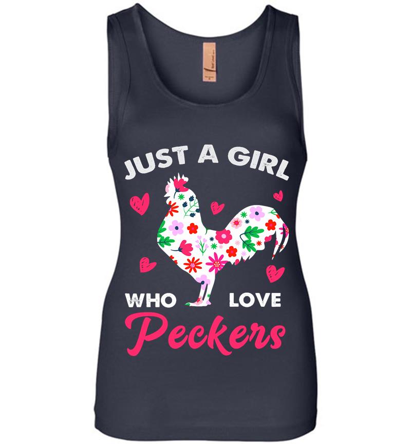 Inktee Store - Chicken Floral Just A Girl Who Love Peckers Womens Jersey Tank Top Image