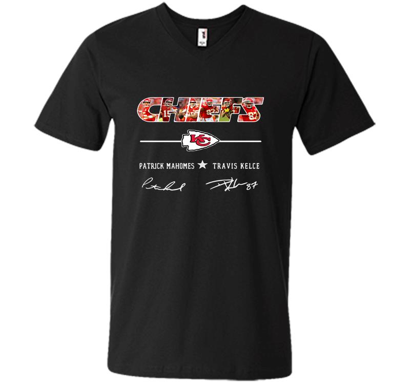 Chiefs Patrick Mahomes And Travis Kelce Signature V-neck T-shirt