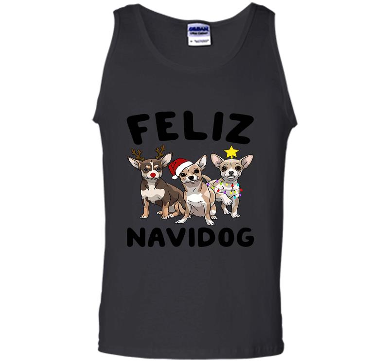 Inktee Store - Chihuahua Feliz Navidog Christmas Mens Tank Top Image