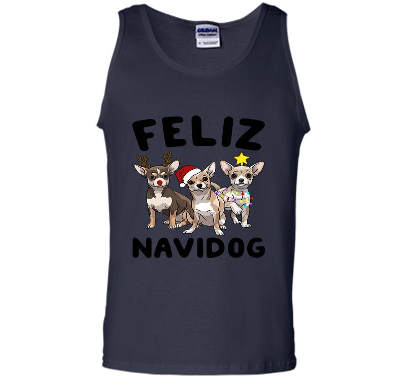 Inktee Store - Chihuahua Feliz Navidog Christmas Mens Tank Top Image