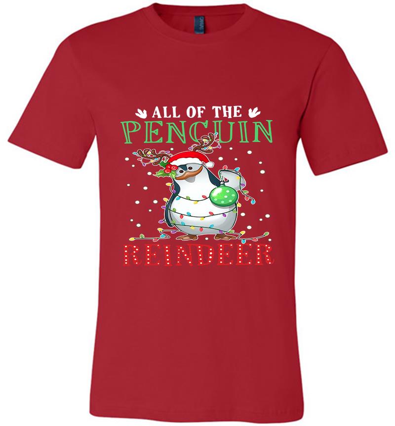 Inktee Store - Christmas All Of The Pencuin Reindeer Premium T-Shirt Image