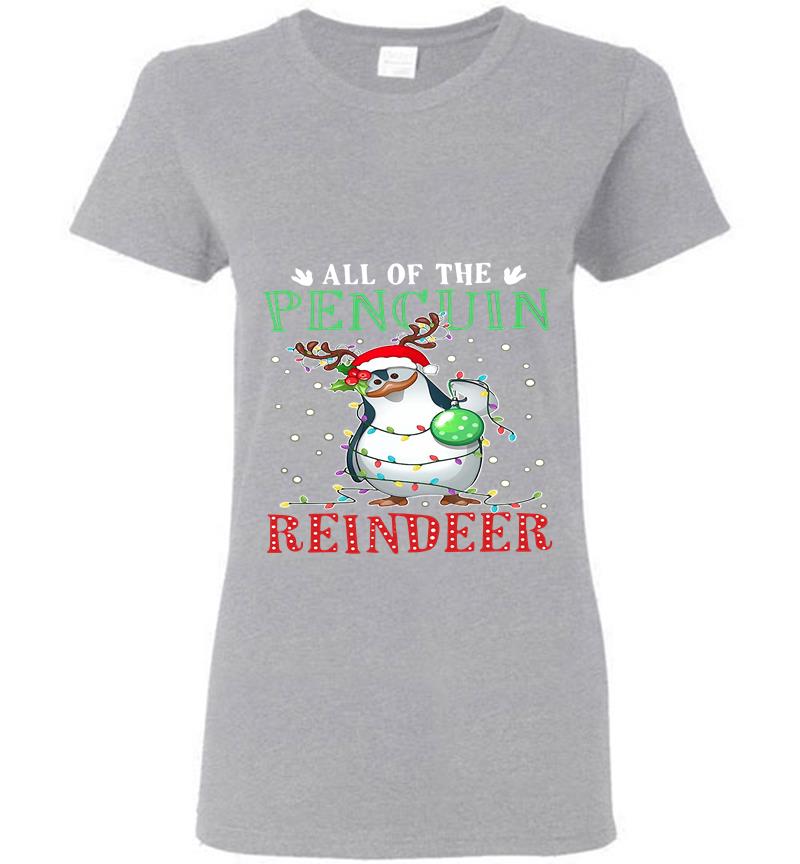 Inktee Store - Christmas All Of The Pencuin Reindeer Womens T-Shirt Image