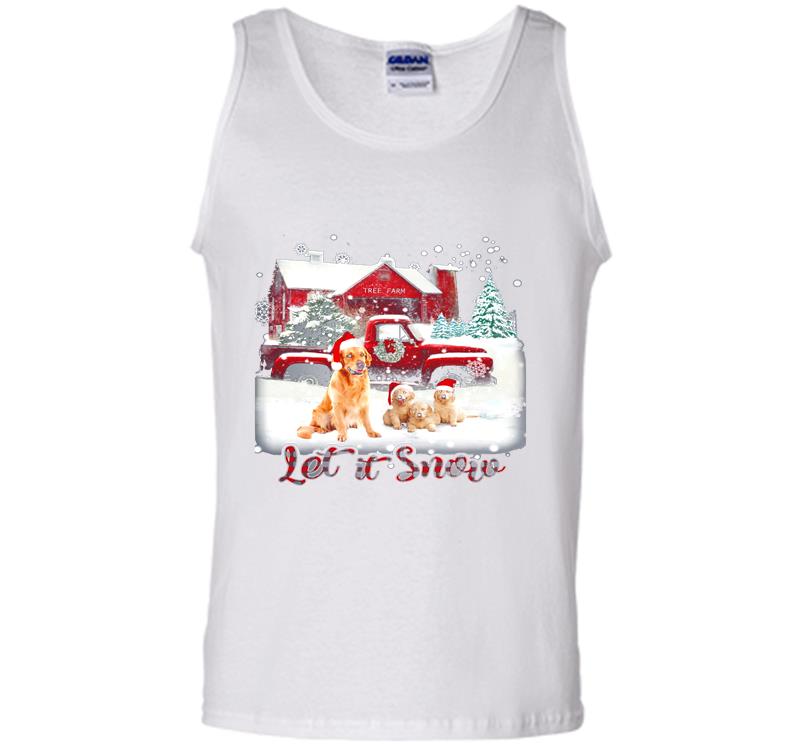 Inktee Store - Christmas Golden Retriever Santa Let It Snow Mens Tank Top Image