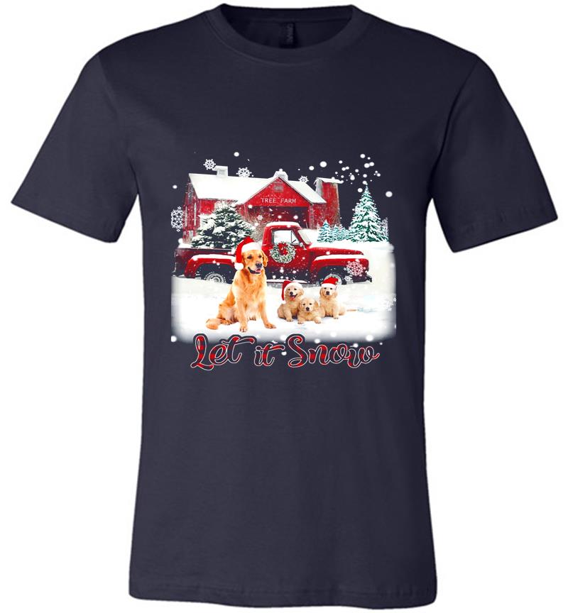 Inktee Store - Christmas Golden Retriever Santa Let It Snow Premium T-Shirt Image