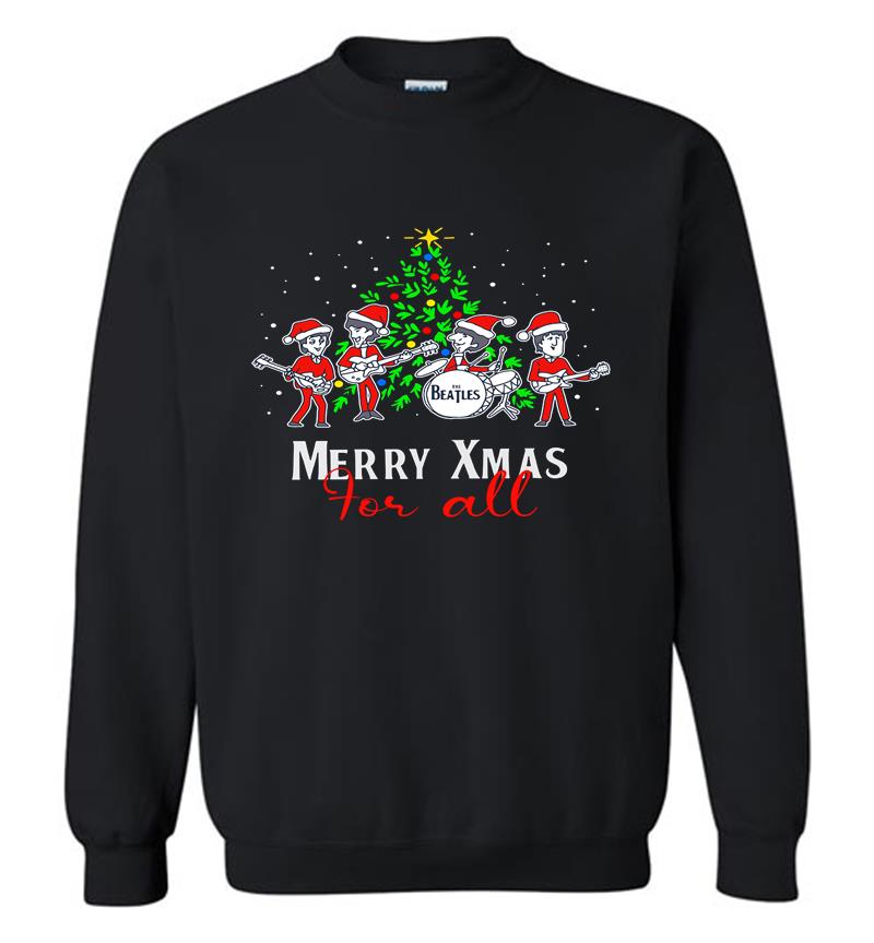 Christmas The Beatles Cartoon Merry Xmas For All Sweatshirt