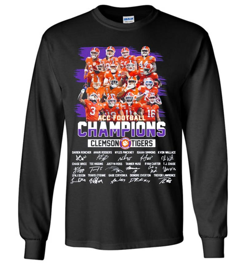 Clemson Tigers Champions Acc Football Signature Long Sleeve T-Shirt