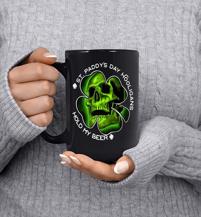 Clover Skull Hooligans Irish St. Patricks Day Hold My Beer Premium Mug