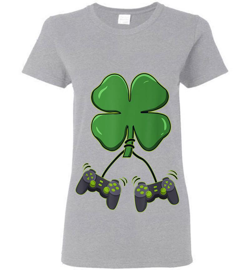 Inktee Store - Clover Video Game Controllers St Patricks Day Boys Girl Kids Womens T-Shirt Image