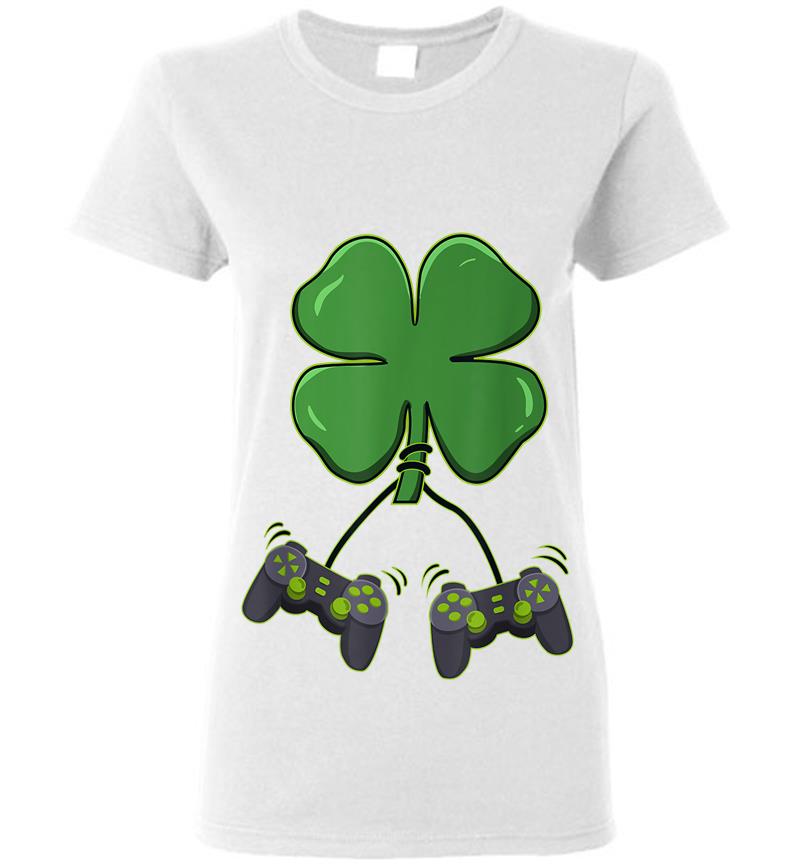 Inktee Store - Clover Video Game Controllers St Patricks Day Boys Girl Kids Womens T-Shirt Image