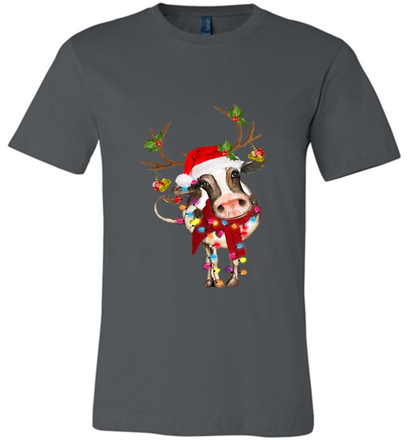 Cow Reindeer Santa Christmas Ligh Premium T-shirt