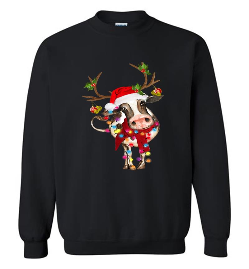 Cow Reindeer Santa Christmas Ligh Sweatshirt
