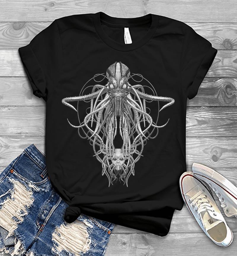 Cthulhu Monster In Black And White Retro Vintage Steampunk Men T-shirt