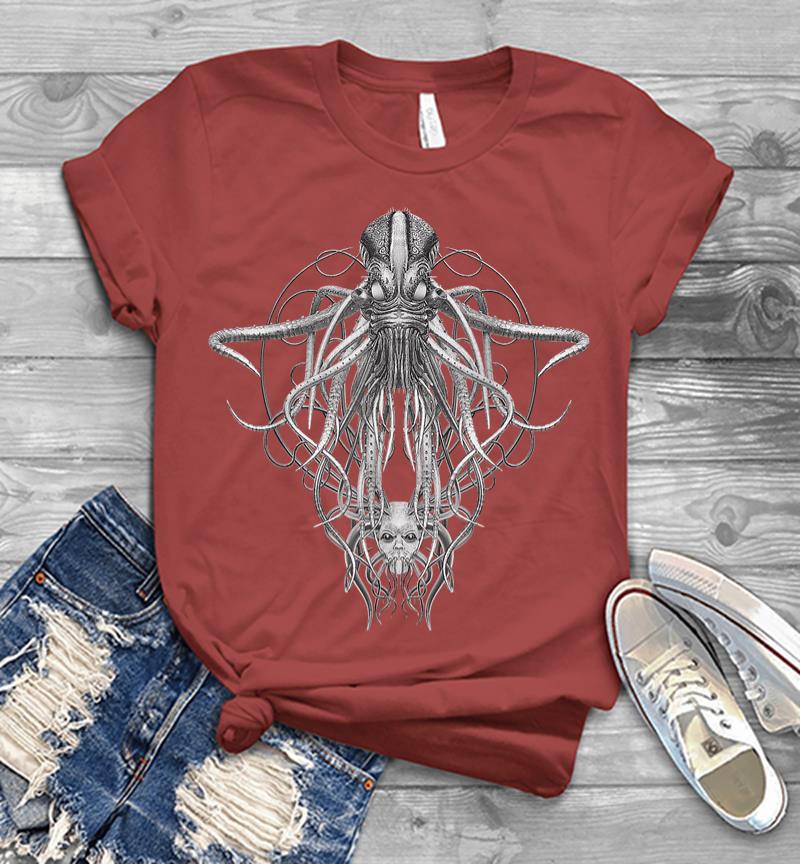Inktee Store - Cthulhu Monster In Black And White Retro Vintage Steampunk Men T-Shirt Image