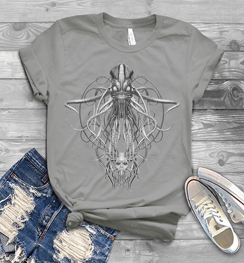 Inktee Store - Cthulhu Monster In Black And White Retro Vintage Steampunk Men T-Shirt Image
