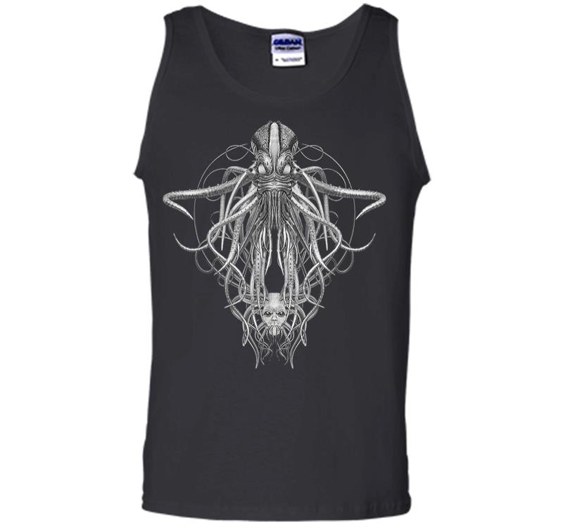 Cthulhu Monster In Black And White Retro Vintage Steampunk Men Tank Top