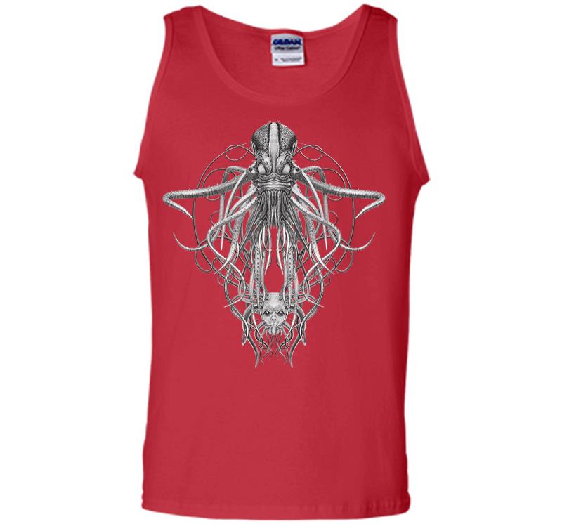 Inktee Store - Cthulhu Monster In Black And White Retro Vintage Steampunk Men Tank Top Image