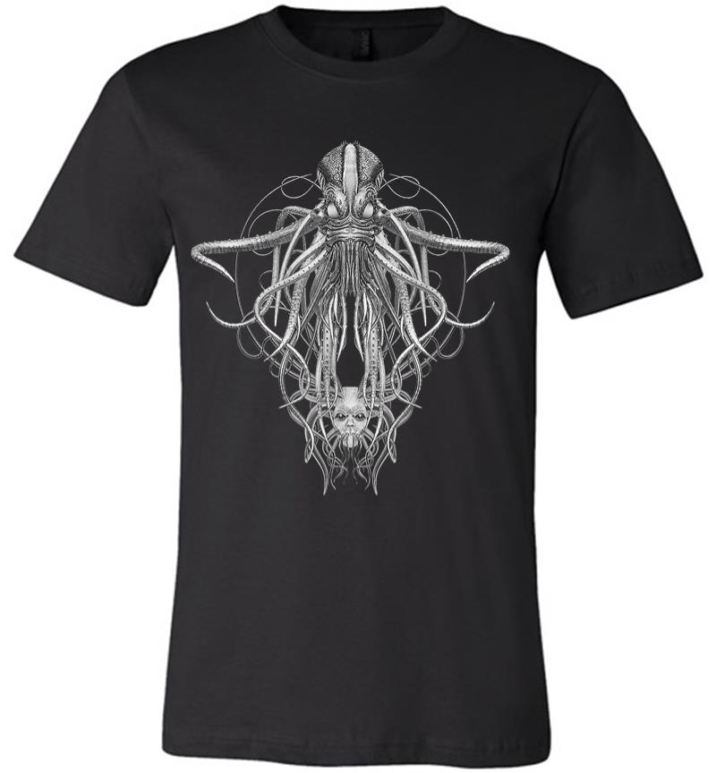 Cthulhu Monster In Black And White Retro Vintage Steampunk Premium T-shirt