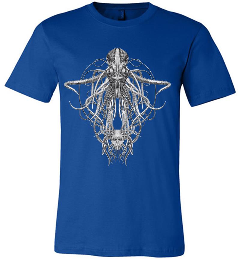 Inktee Store - Cthulhu Monster In Black And White Retro Vintage Steampunk Premium T-Shirt Image