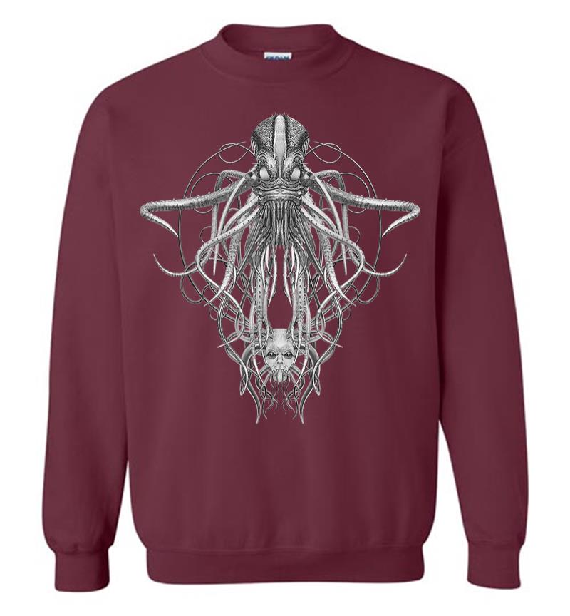 Inktee Store - Cthulhu Monster In Black And White Retro Vintage Steampunk Sweatshirt Image