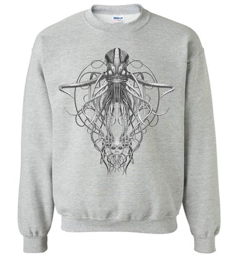 Inktee Store - Cthulhu Monster In Black And White Retro Vintage Steampunk Sweatshirt Image