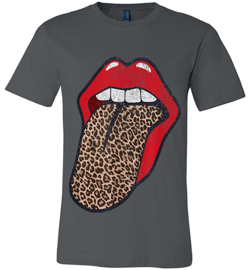 Cute Cheetah Print Trendy Distressed Red Lips Leopard Tongue Premium T-Shirt