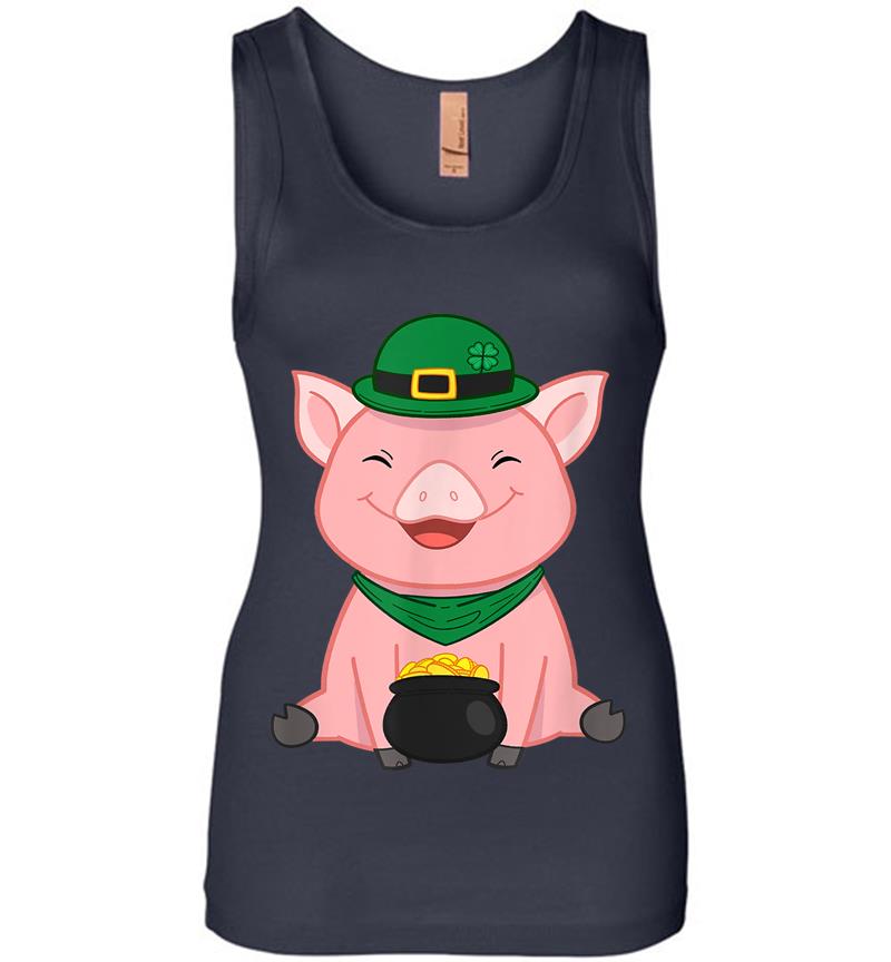 Inktee Store - Cute Pig St Patrick'S Day Outfi Womens Jersey Tank Top Image