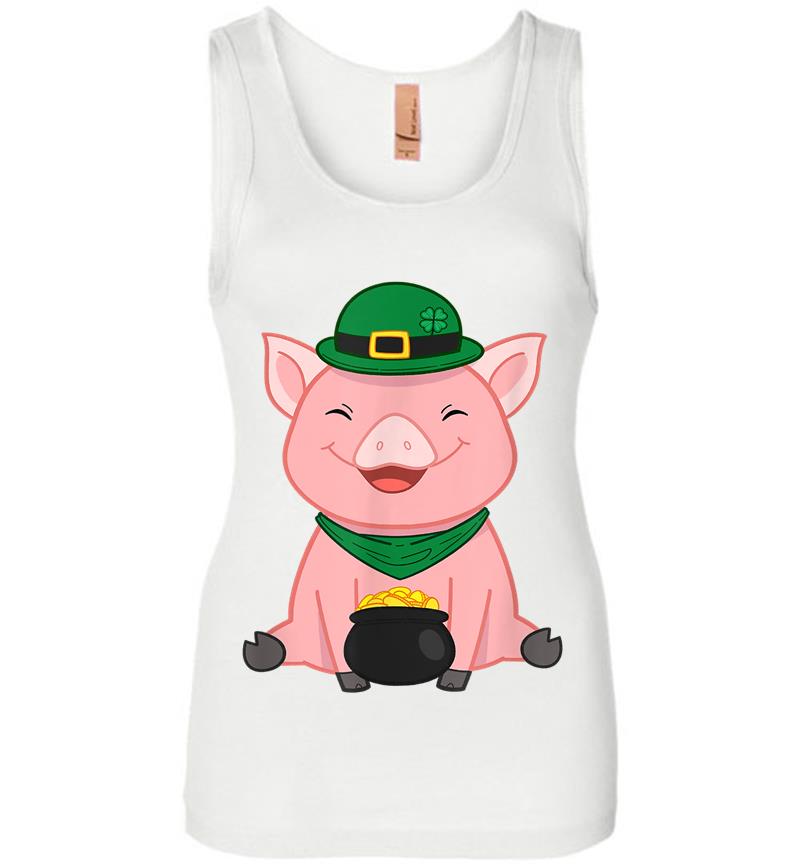 Inktee Store - Cute Pig St Patrick'S Day Outfi Womens Jersey Tank Top Image