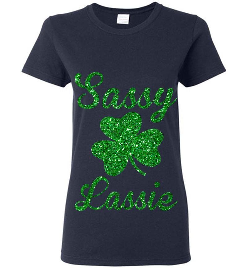 Inktee Store - Cute Sassy Lassie Irish Shamrock Funny St Patricks Day Womens T-Shirt Image