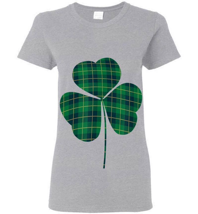 Inktee Store - Cute Shamrock Buffalo Plaid St Patrick'S Day Irish Love Womens T-Shirt Image