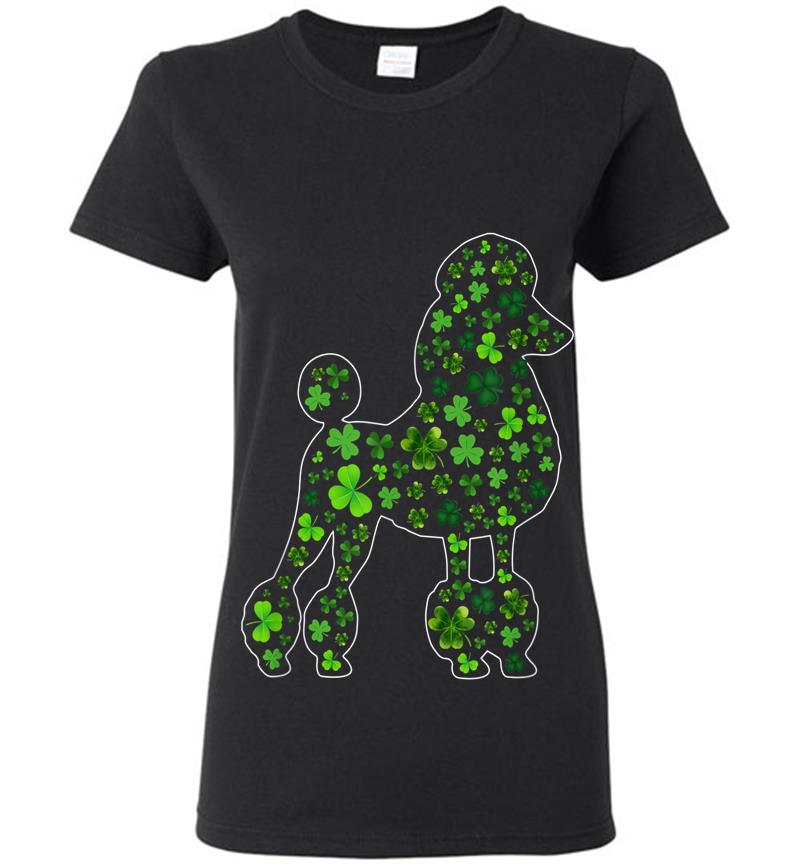 Cute Shamrock Poodle Dog Mom Dad St Patricks Day Irish Womens T-Shirt