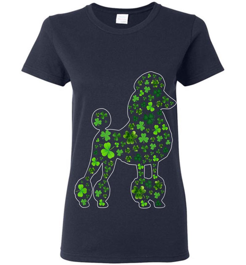 Inktee Store - Cute Shamrock Poodle Dog Mom Dad St Patricks Day Irish Womens T-Shirt Image
