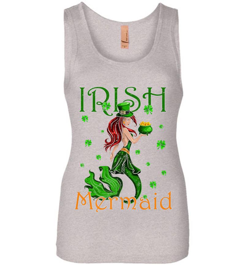 Inktee Store - Cute St. Patricks Day Irish Mermaid For Womens Jersey Tank Top Image