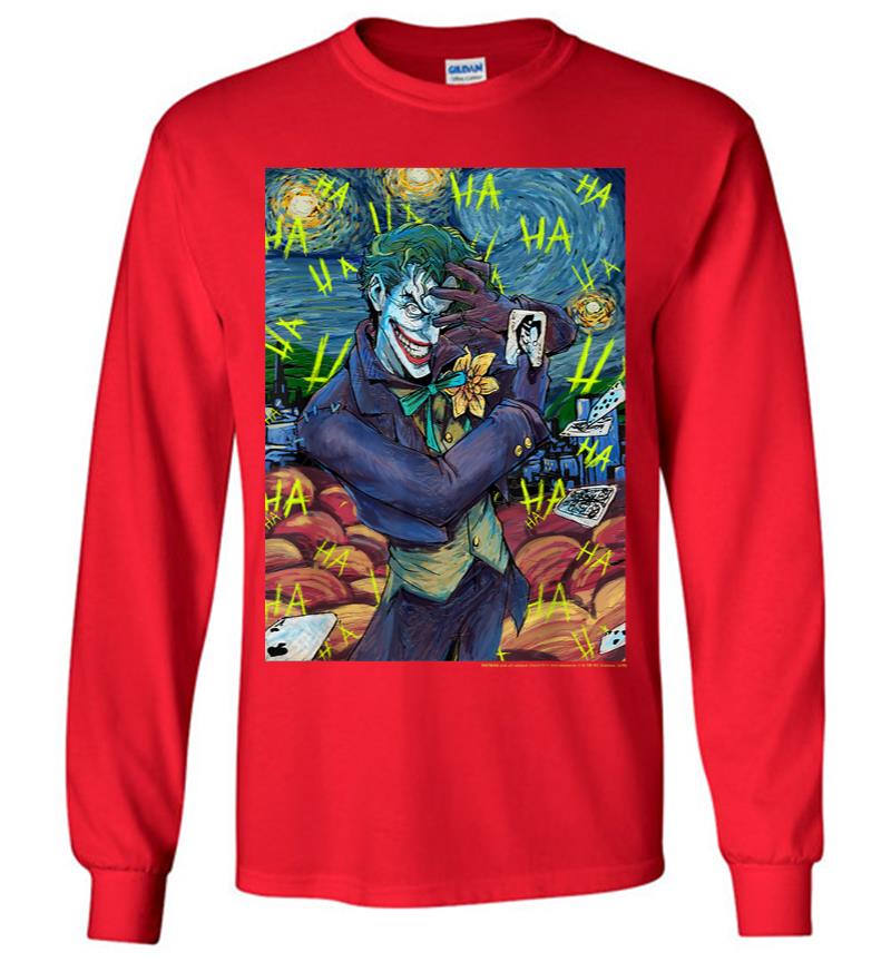 Inktee Store - Dc Comics The Joker Starry Night Style Portrait Long Sleeve T-Shirt Image