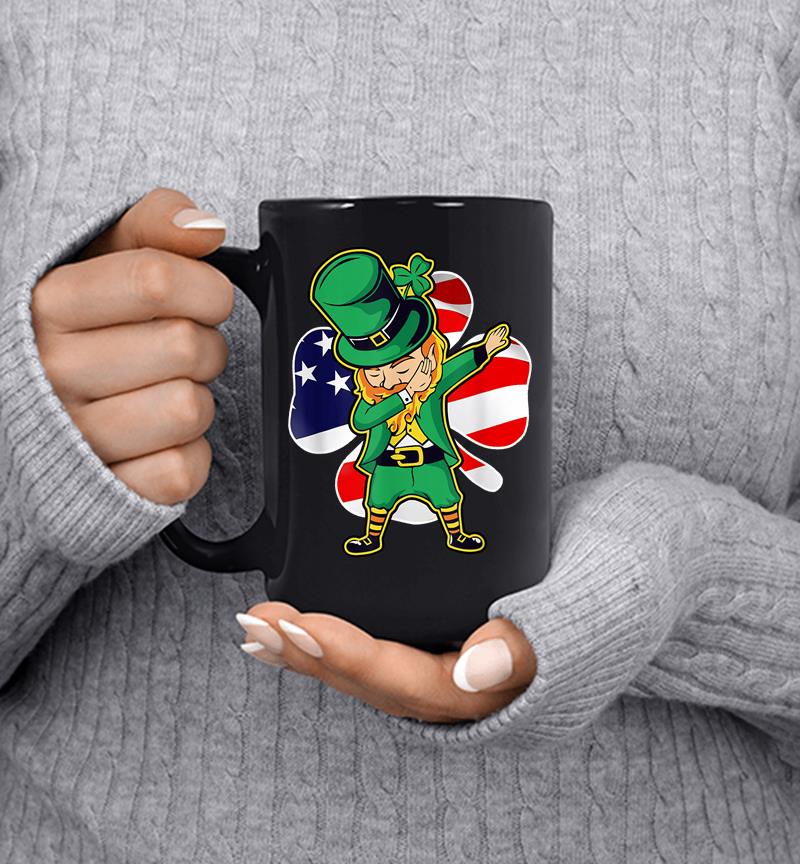Dabbing Leprechaun American Flag Shamrocks St. Patricks Day Mug
