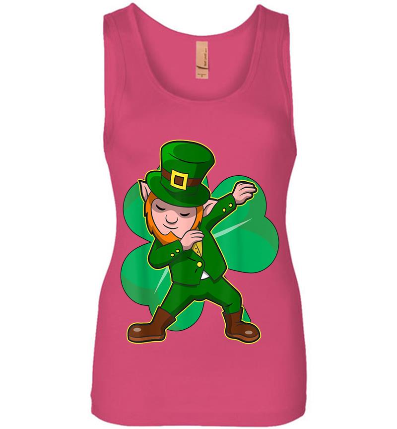 Inktee Store - Dabbing Leprechaun Funny Dab St Patrick Day Idea Womens Jersey Tank Top Image