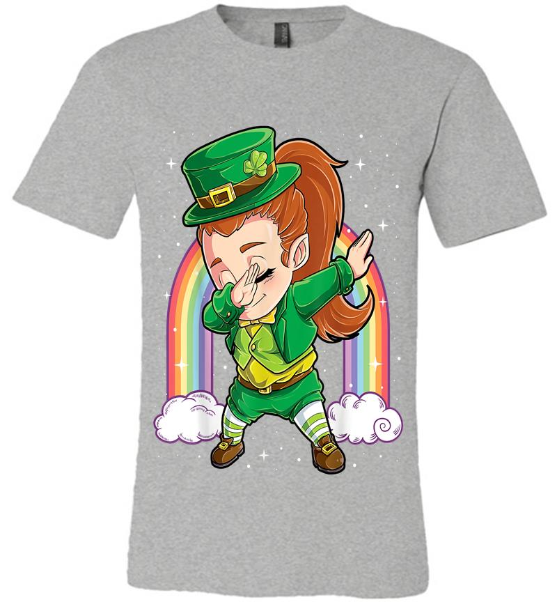 Inktee Store - Dabbing Leprechaun Girl St Patricks Day Kids S Dab Premium T-Shirt Image