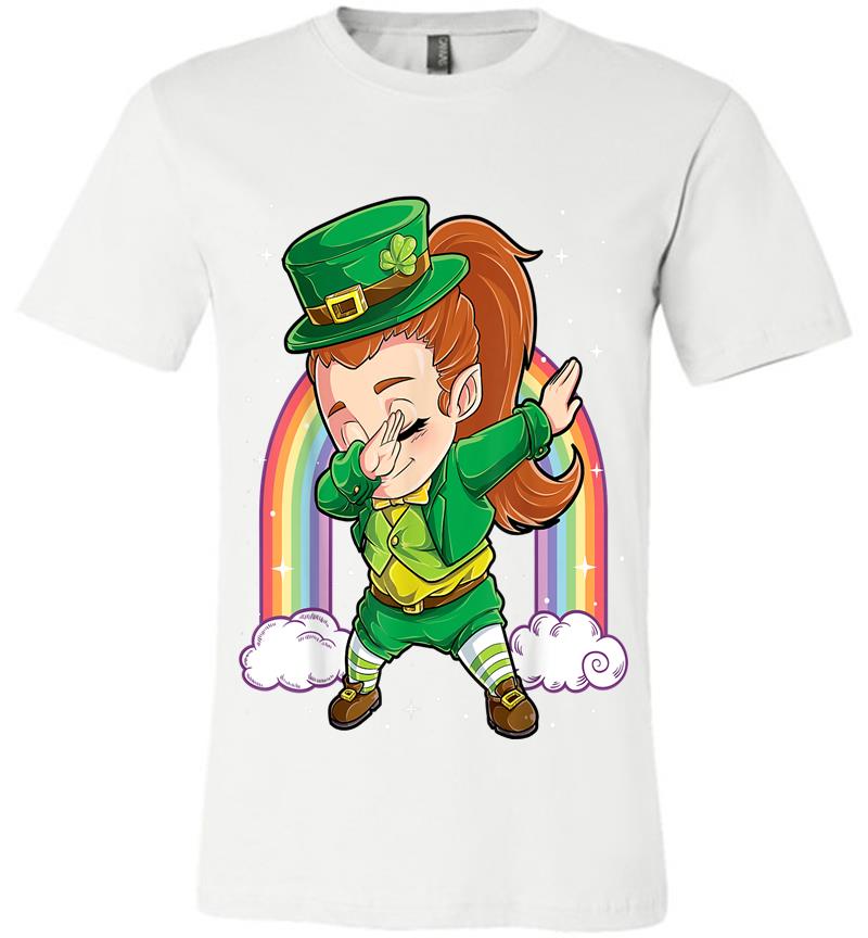 Inktee Store - Dabbing Leprechaun Girl St Patricks Day Kids S Dab Premium T-Shirt Image